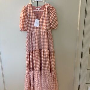 English Factory Orange Gingham Maxi Dress